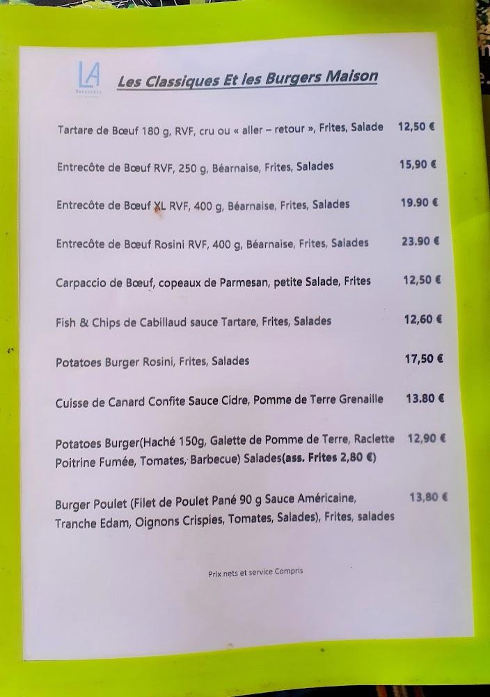 La Brasserie - Menu Image 1